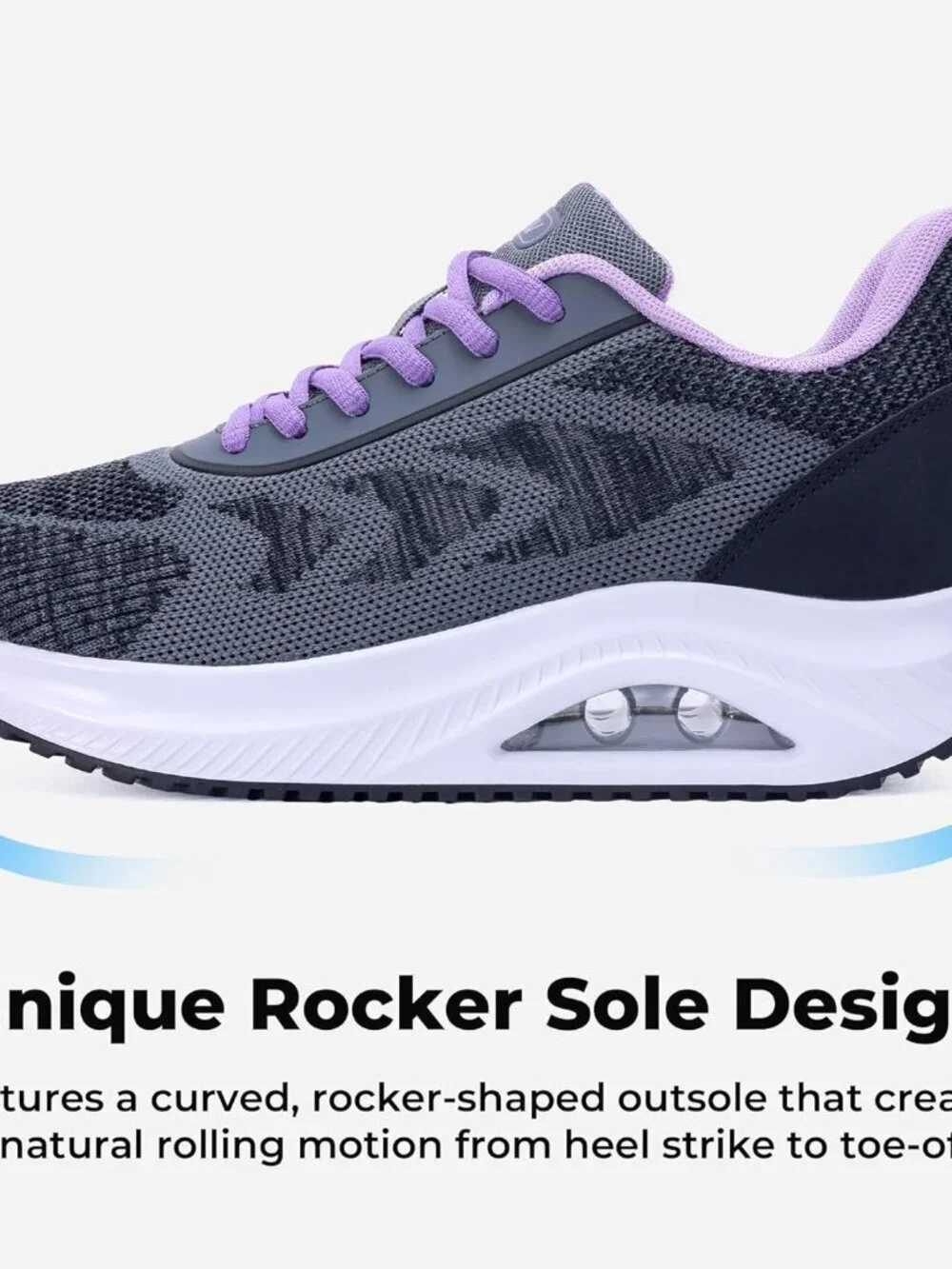 Women's Grey Purple Arch Support Walking Shoes Plantar Fascistic Sneakers